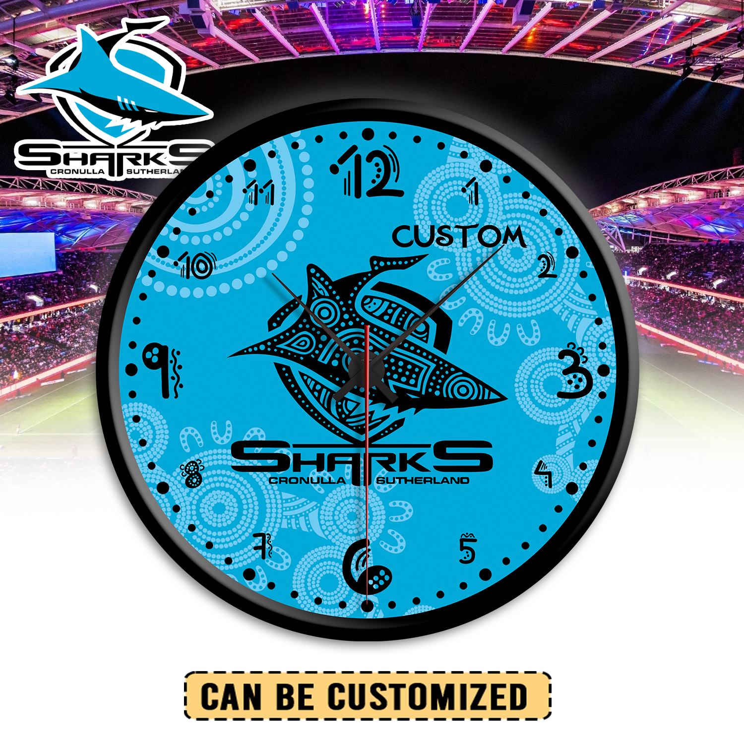 Auspiritmerch Cronulla-Sutherland Sharks Personalized Wall Clock For Home Gifts For Fans