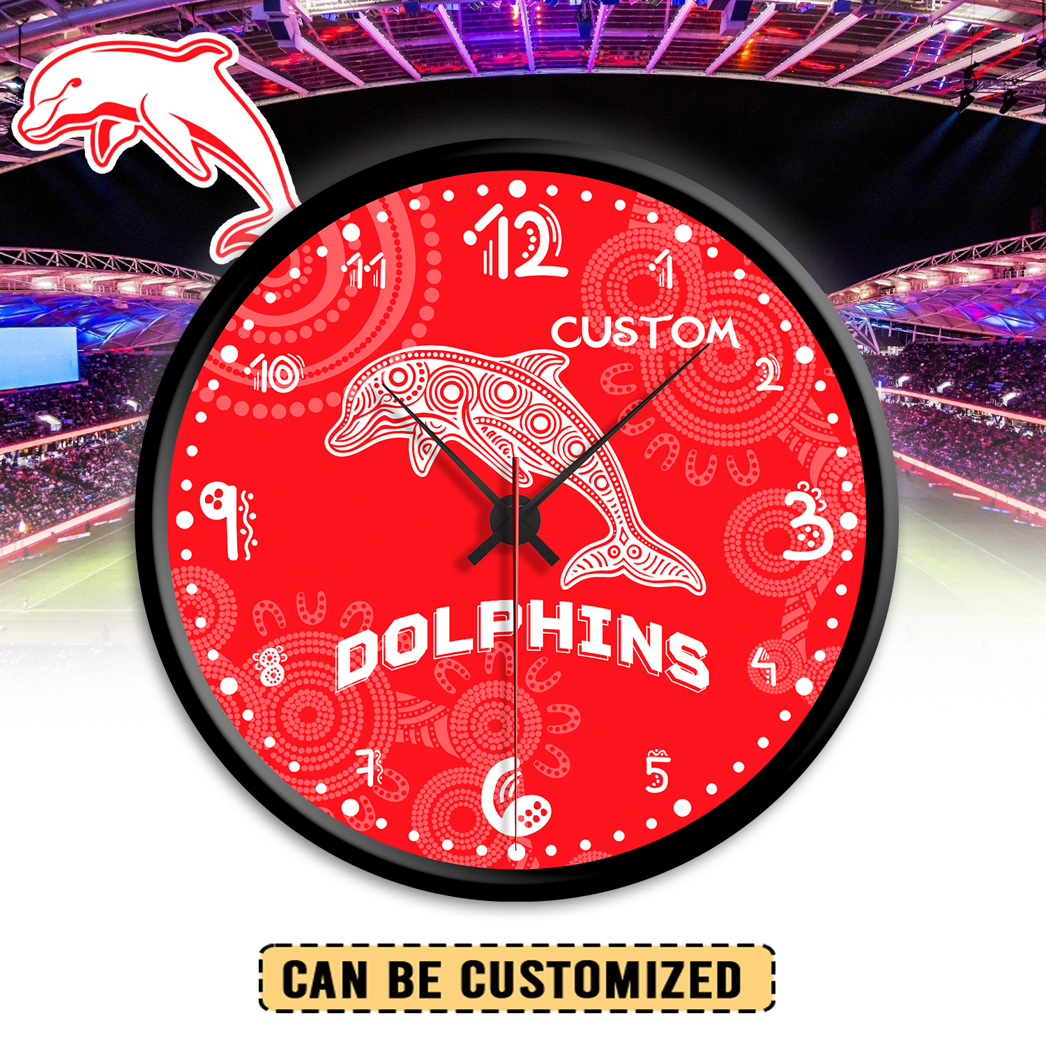 Auspiritmerch Dolphins Personalized Wall Clock For Home Gifts For Fans