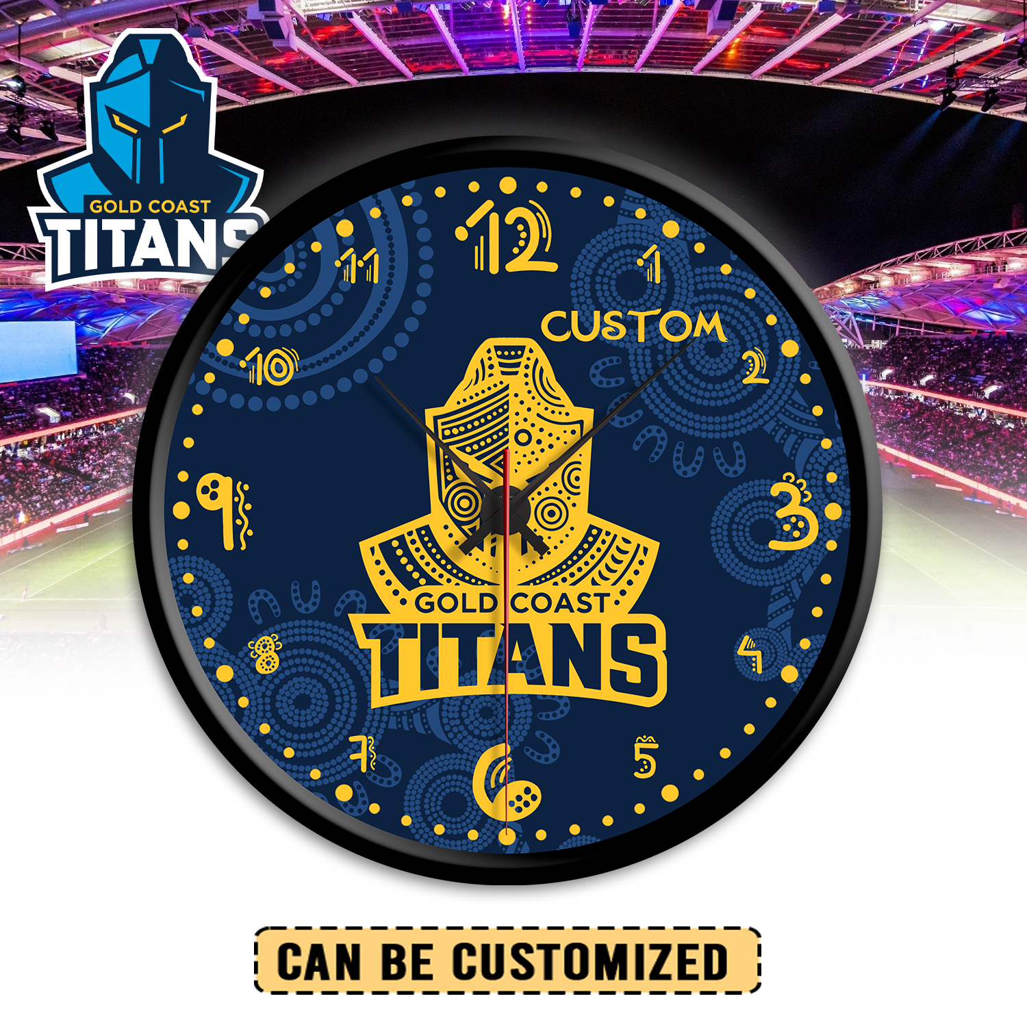 Auspiritmerch Gold Coast Titans Personalized Wall Clock For Home Gifts For Fans