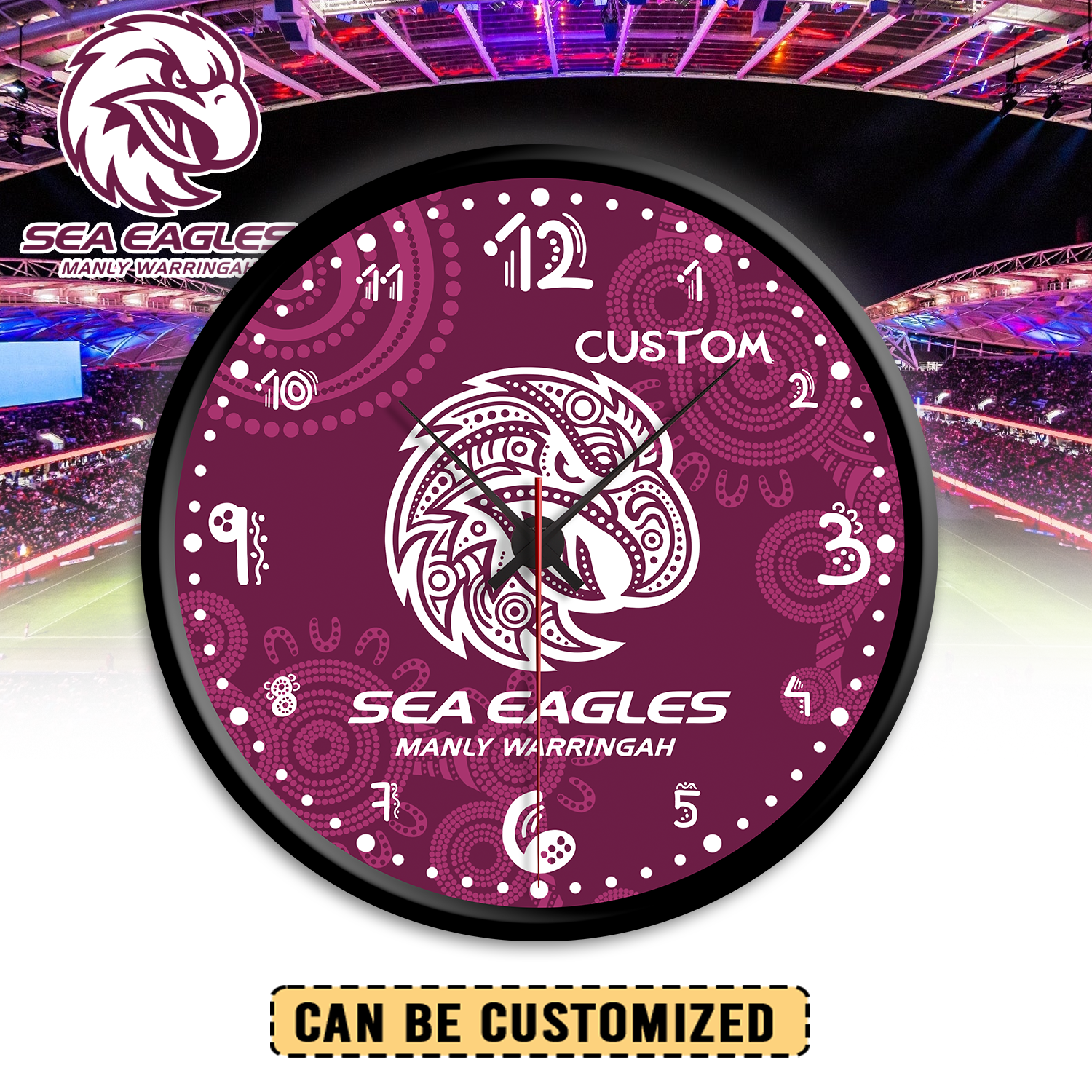 Auspiritmerch Manly Warringah Sea Eagles Personalized Wall Clock For Home Gifts For Fans