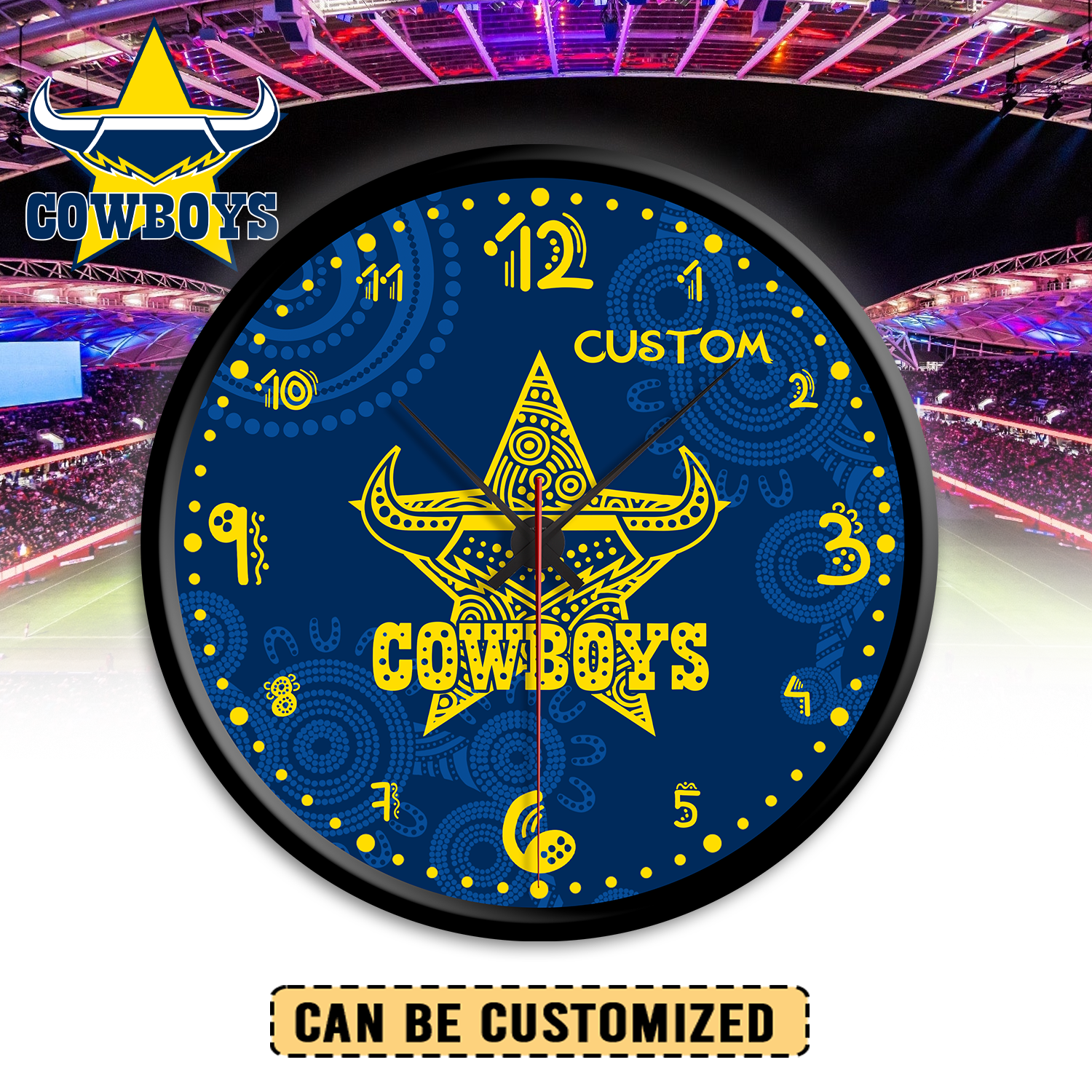 Auspiritmerch North Queensland Cowboys Personalized Wall Clock For Home Gifts For Fans