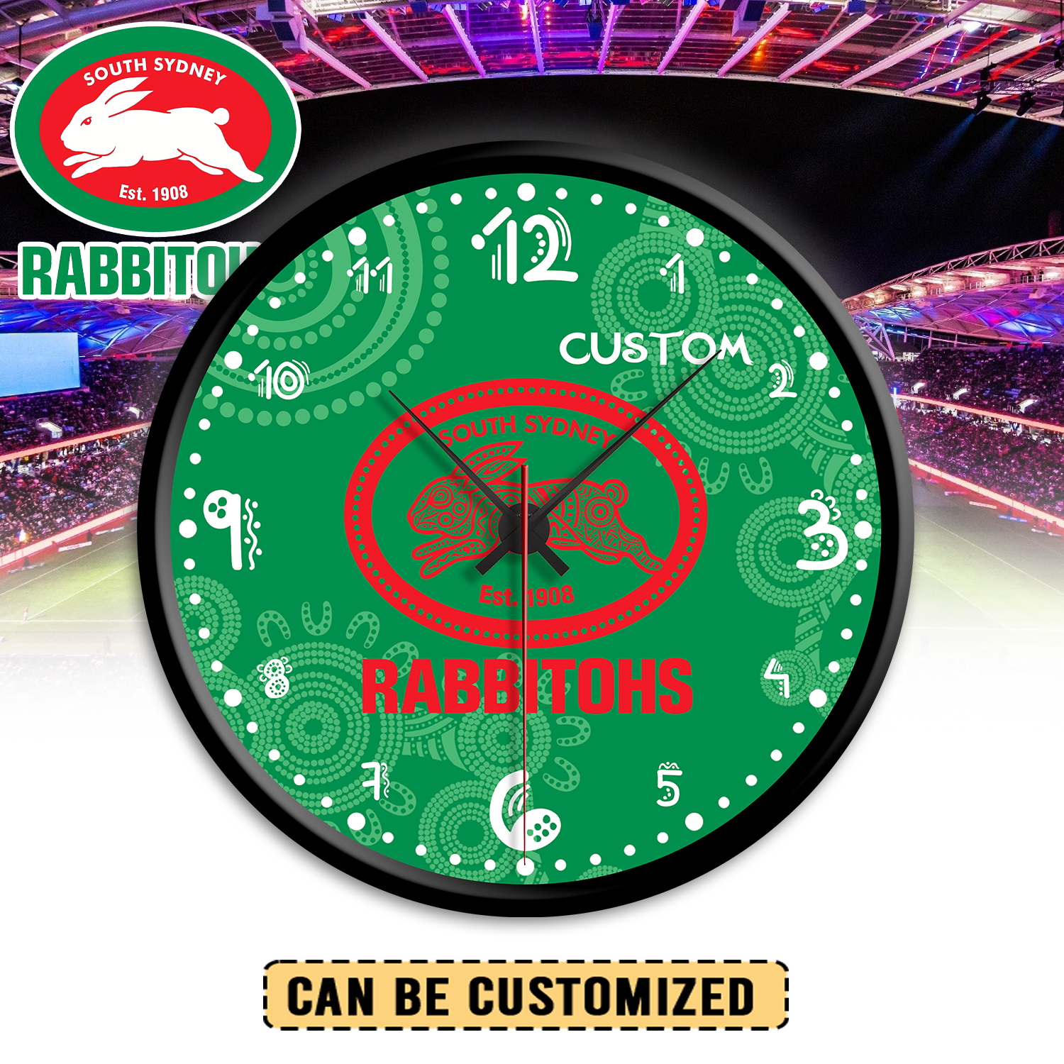 Auspiritmerch South Sydney Rabbitohs Personalized Wall Clock For Home Gifts For Fans