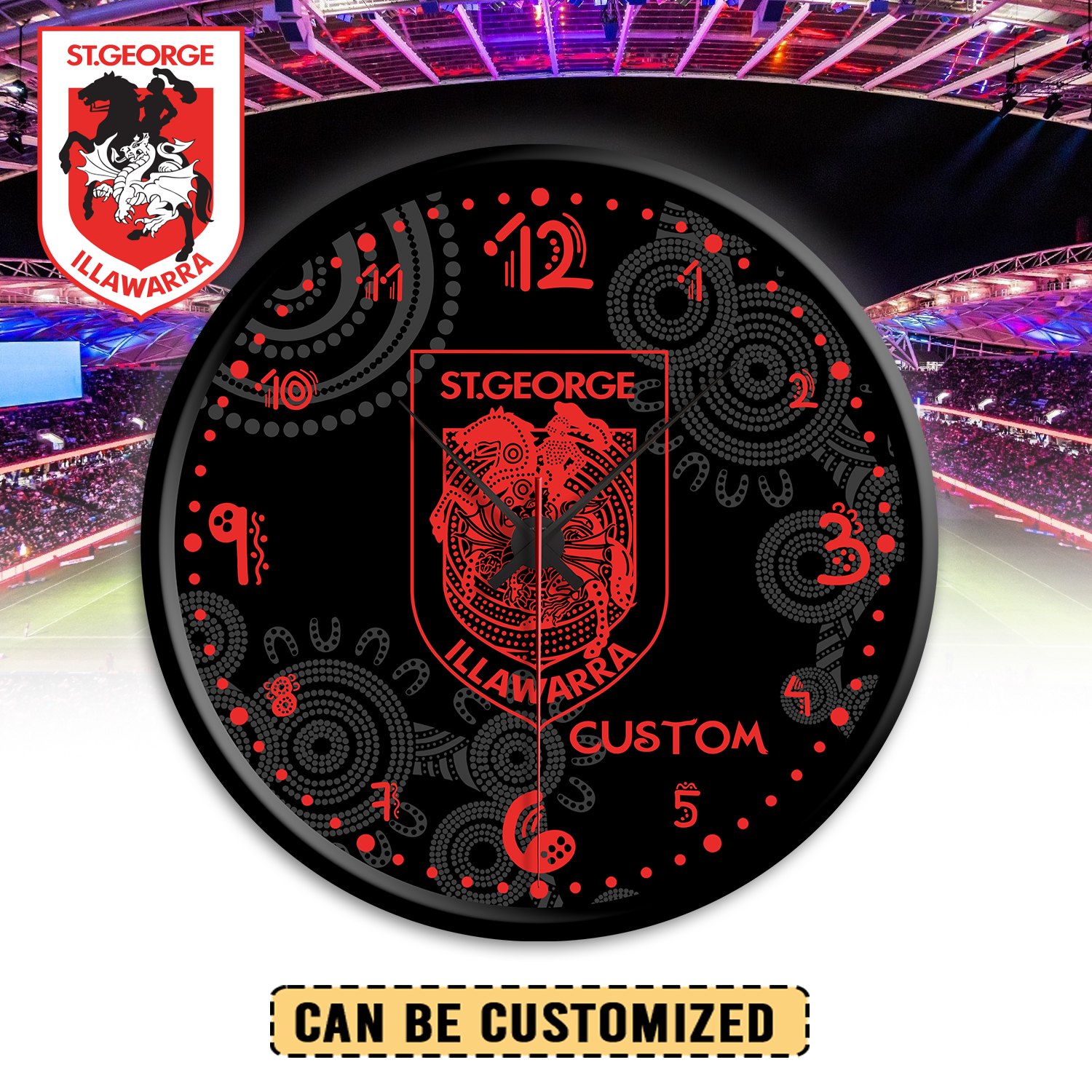 Auspiritmerch St. George Illawarra Dragons Personalized Wall Clock For Home Gifts For Fans