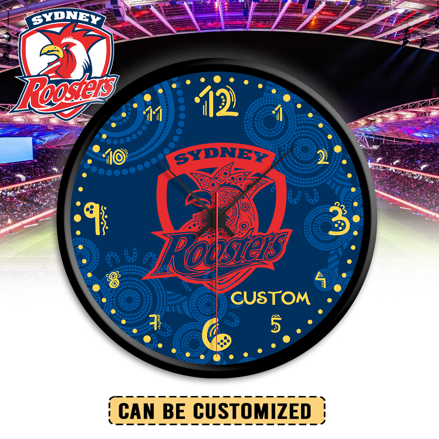 Auspiritmerch Sydney Roosters Personalized Wall Clock For Home Gifts For Fans