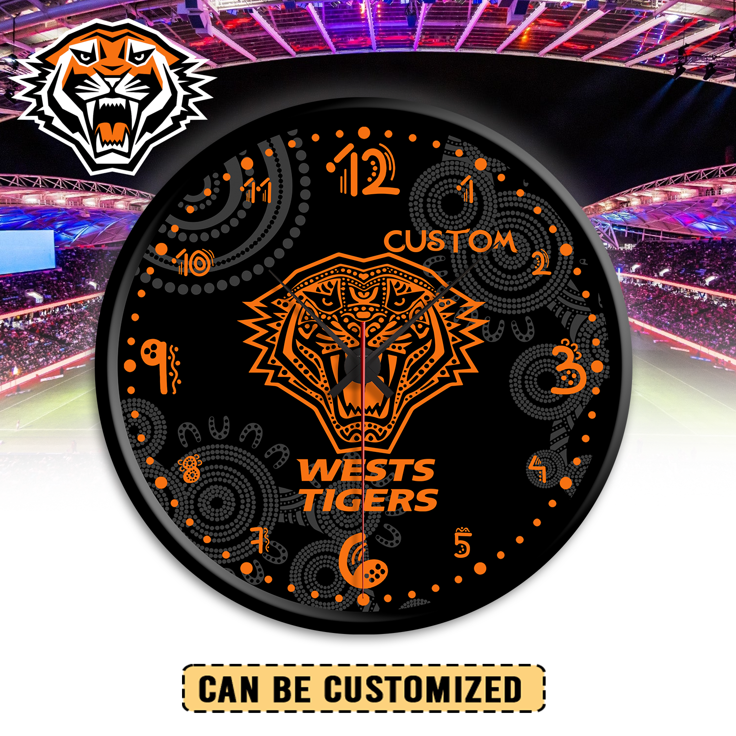 Auspiritmerch Wests Tigers Personalized Wall Clock For Home Gifts For Fans