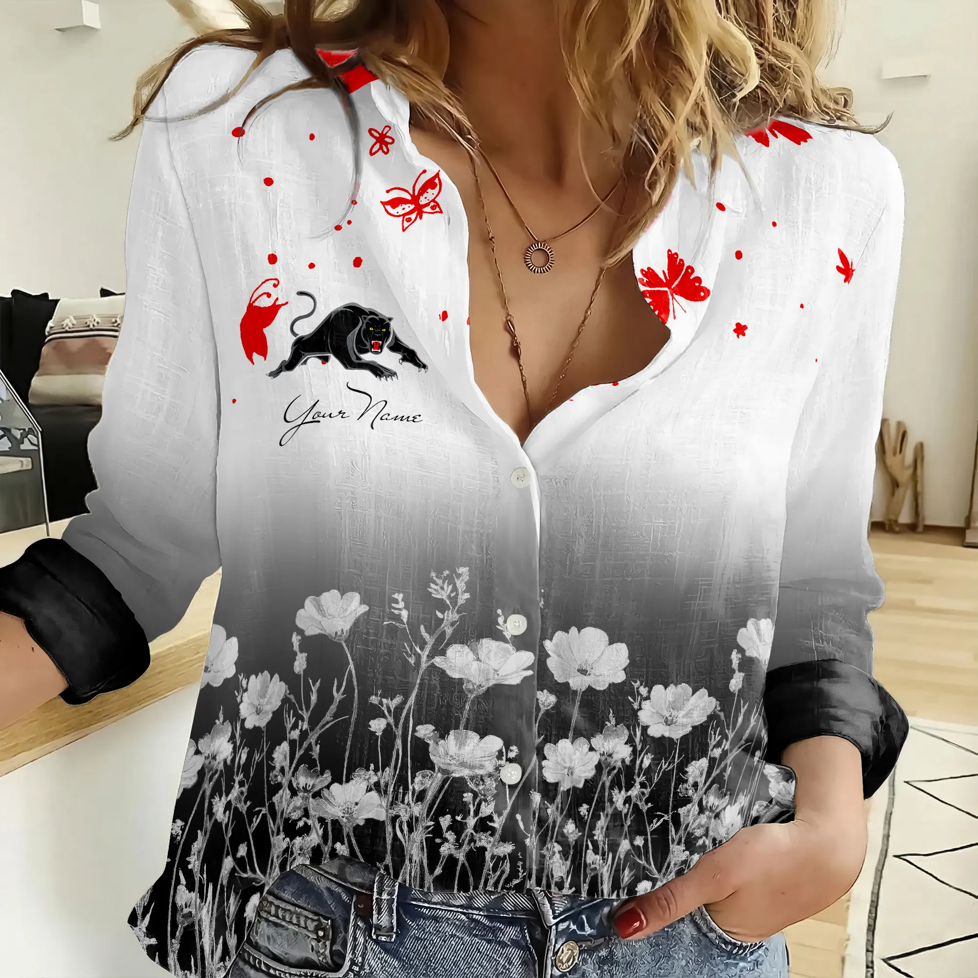 Auspiritmerch Penrith Panthers Personalized Women’s Casual Shirt Gift For Fans