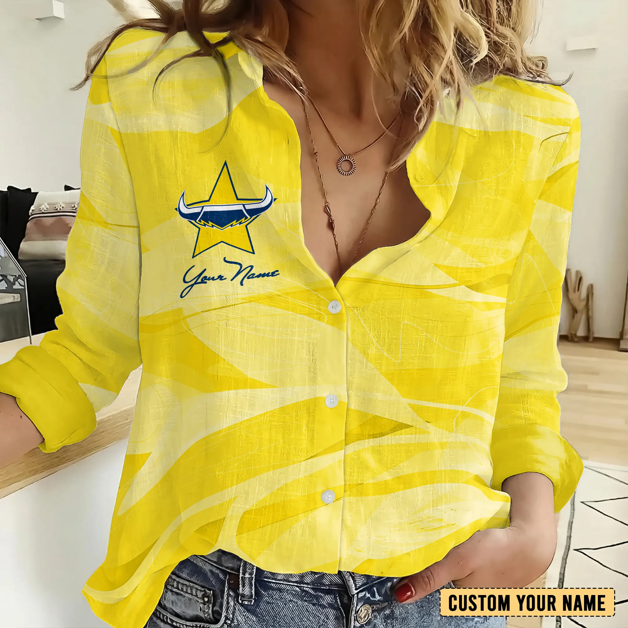 Auspiritmerch North Queensland Cowboys Personalized Women's Casual Shirt Gift For Fans