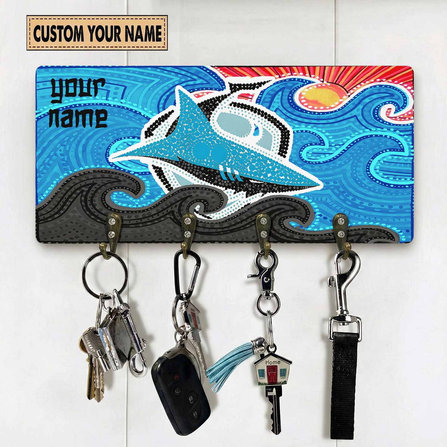 Auspiritmerch Cronulla-Sutherland Sharks Personalized Key Holder Gifts For Fans