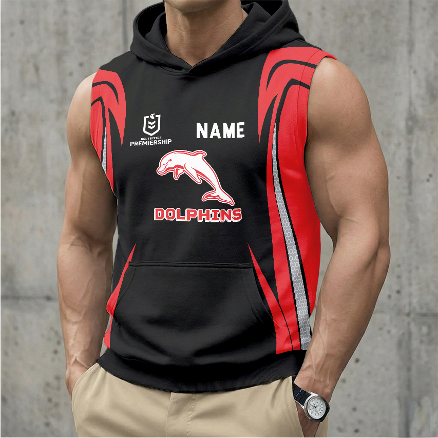 Auspiritmerch Dolphins Personalized Hooded Tank Top Gift For Fans