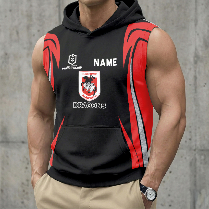 Auspiritmerch St. George Illawarra Dragons Personalized Hooded Tank Top Gift For Fans