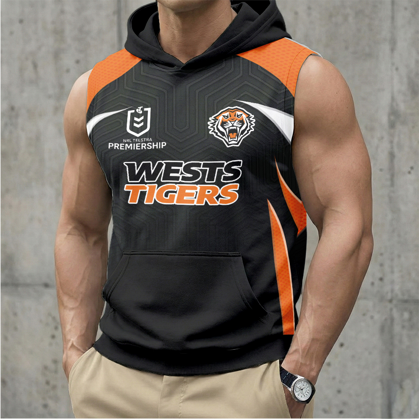 Auspiritmerch Wests Tigers Personalized Hooded Tank Top Gift For Fans