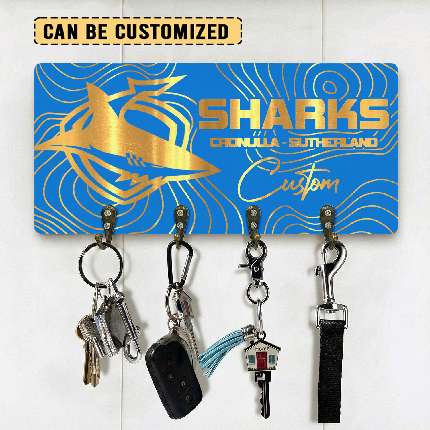 Auspiritmerch Cronulla-Sutherland Sharks Personalized Key Holder Gifts For Fans