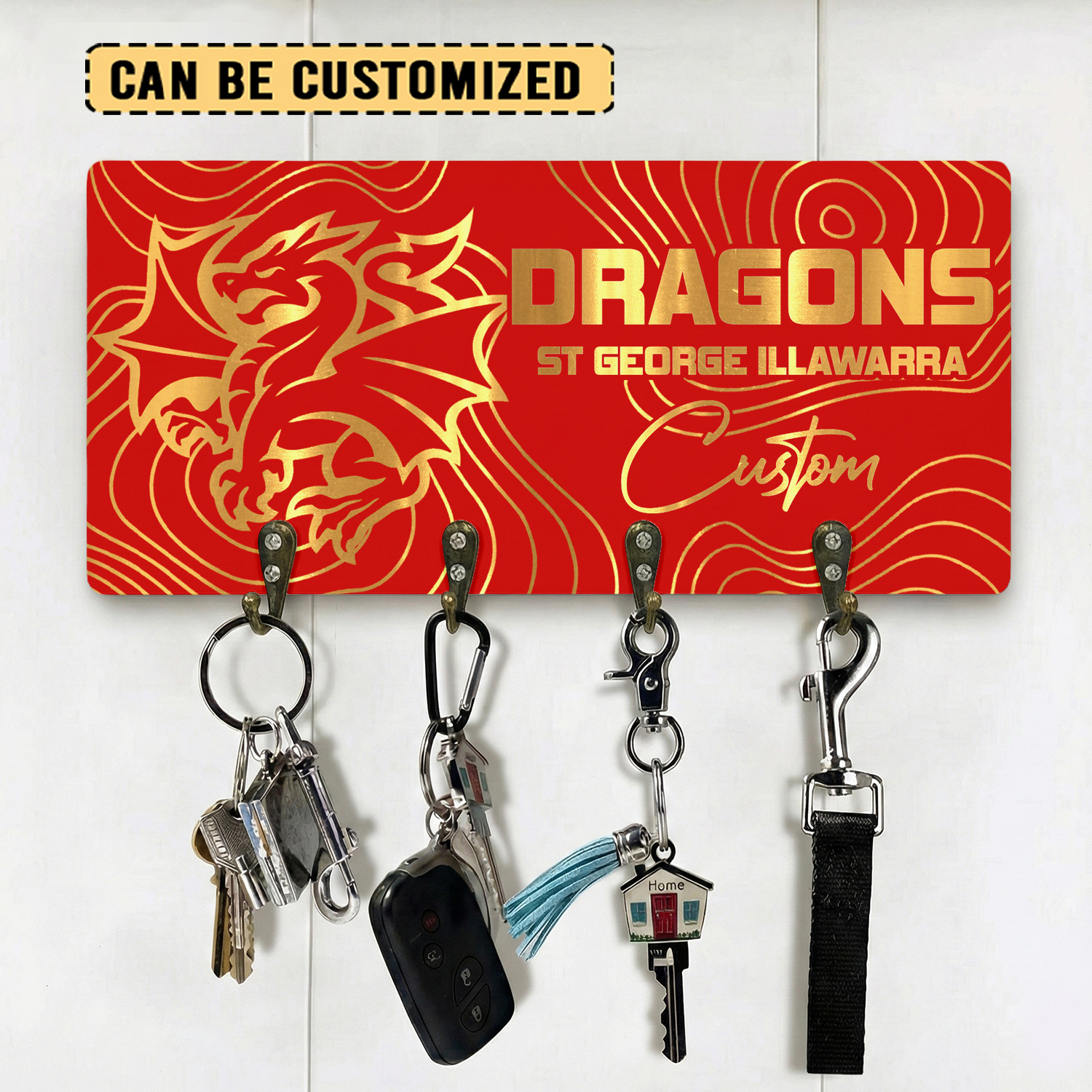 Auspiritmerch St. George Illawarra Dragons Personalized Key Holder Gifts For Fans