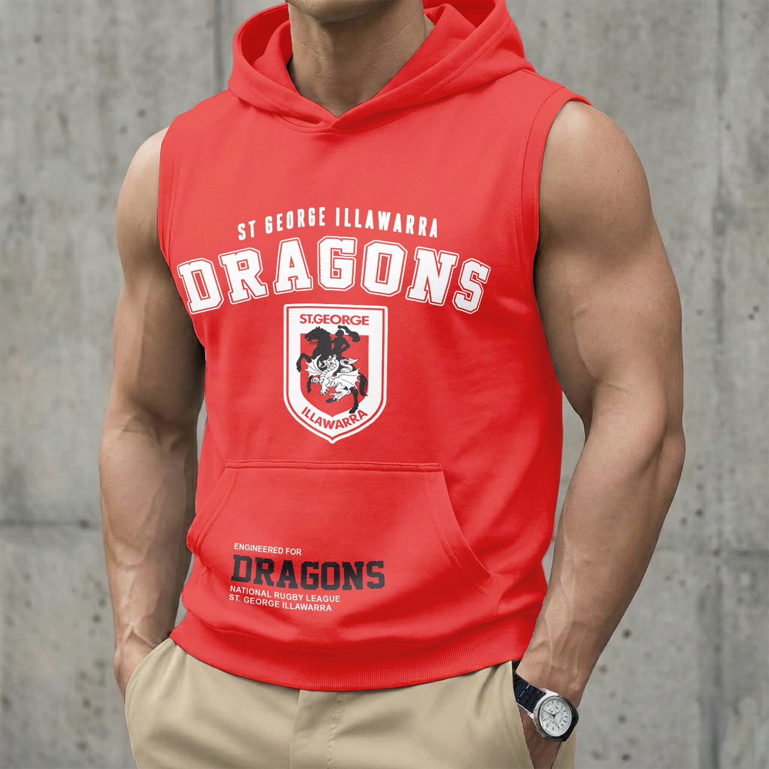 Auspiritmerch St. George Illawarra Dragons Personalized Hooded Tank Top Gift For Fans