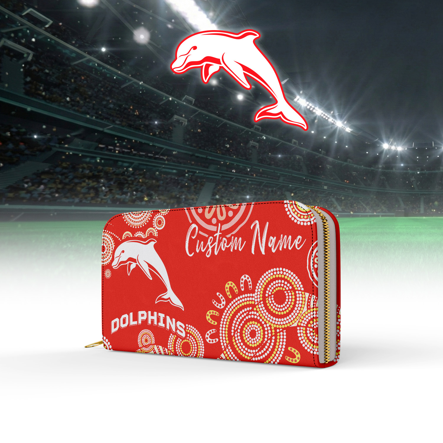 Auspiritmerch Dolphins Personalized Clutch Purse Gift For Fans