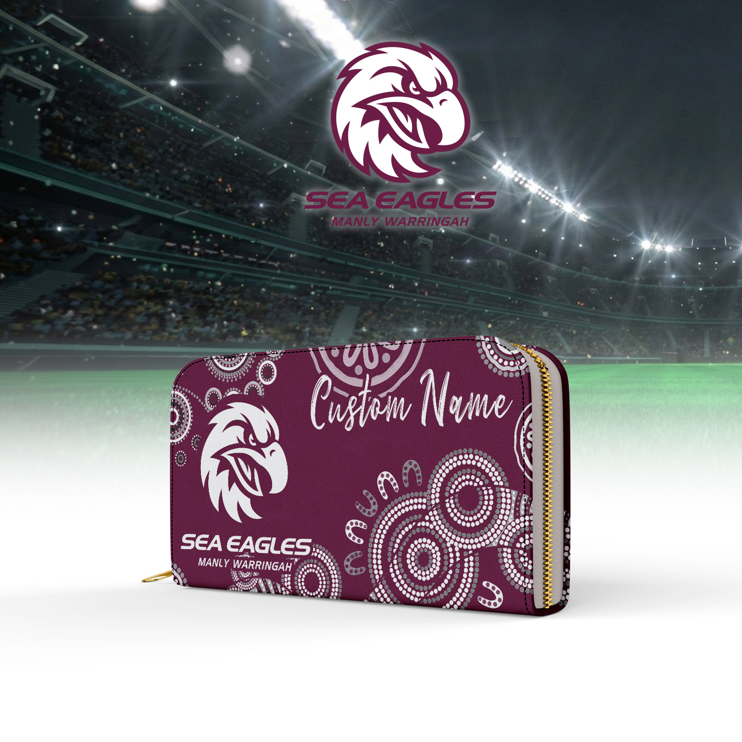 Auspiritmerch Manly Warringah Sea Eagles Personalized Clutch Purse Gift For Fans