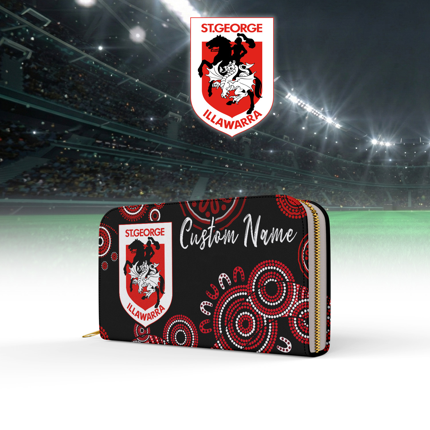 Auspiritmerch St. George Illawarra Dragons Personalized Clutch Purse Gift For Fans
