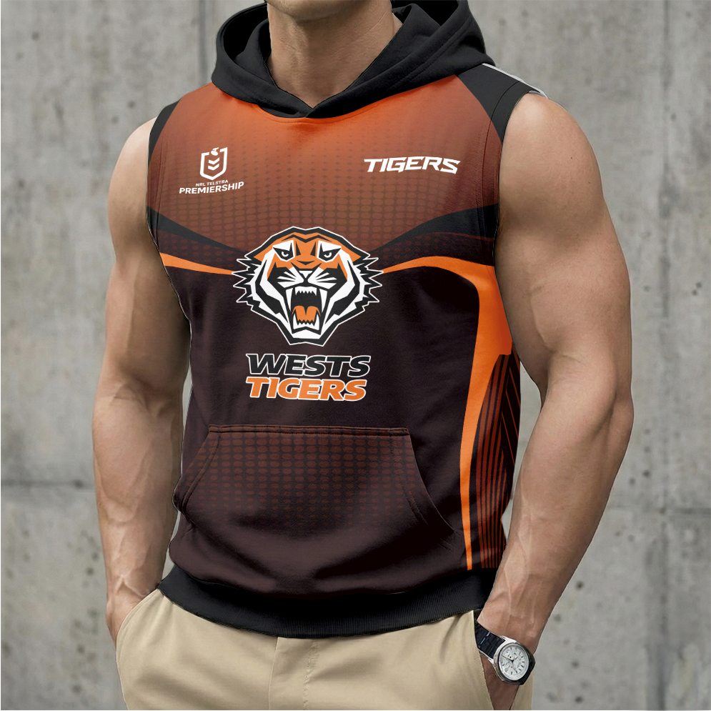 Auspiritmerch Wests Tigers Personalized Hooded Tank Top Gift For Fans