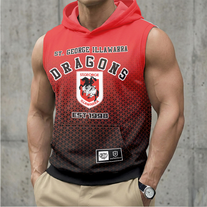 Auspiritmerch St. George Illawarra Dragons Personalized Hooded Tank Top Gift For Fans