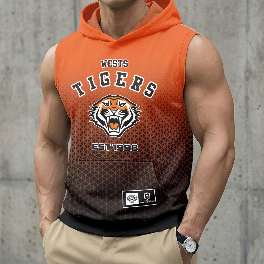 Auspiritmerch Wests Tigers Personalized Hooded Tank Top Gift For Fans