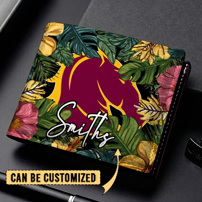 Auspiritmerch Brisbane Broncos Personalized Leather Wallet Gift For Fans