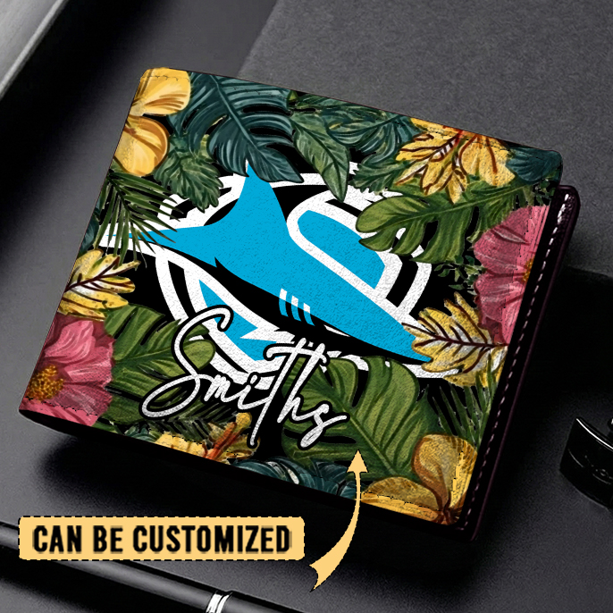Auspiritmerch Cronulla-Sutherland Sharks Personalized Leather Wallet Gift For Fans
