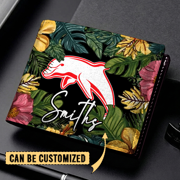 Auspiritmerch Dolphins Personalized Leather Wallet Gift For Fans