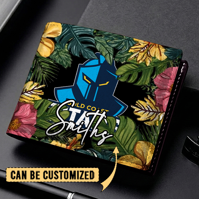 Auspiritmerch Gold Coast Titans Personalized Leather Wallet Gift For Fans
