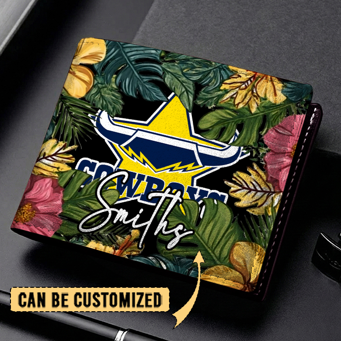 Auspiritmerch North Queensland Cowboys Personalized Leather Wallet Gift For Fans