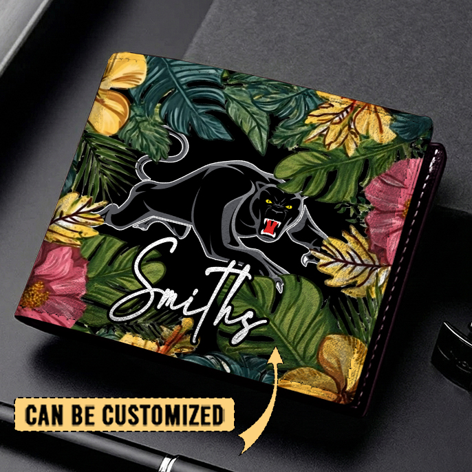 Auspiritmerch Penrith Panthers Personalized Leather Wallet Gift For Fans