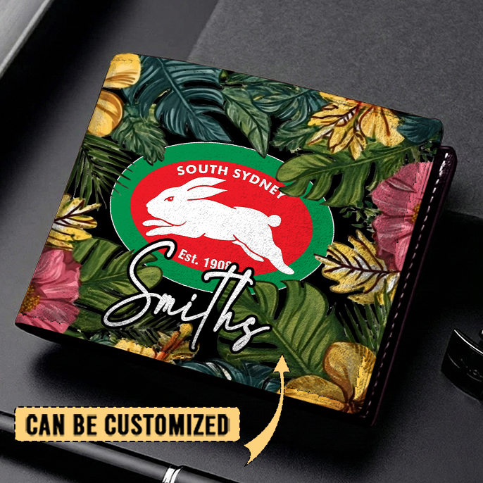 Auspiritmerch South Sydney Rabbitohs Personalized Leather Wallet Gift For Fans