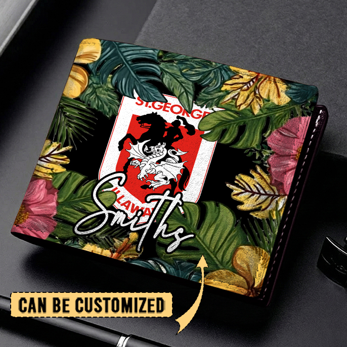 Auspiritmerch St. George Illawarra Dragons Personalized Leather Wallet Gift For Fans