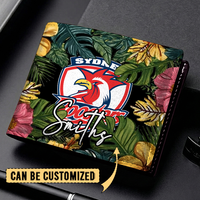 Auspiritmerch Sydney Roosters Personalized Leather Wallet Gift For Fans