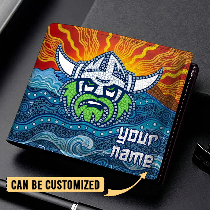 Auspiritmerch Canberra Raiders Personalized Leather Wallet Gift For Fans