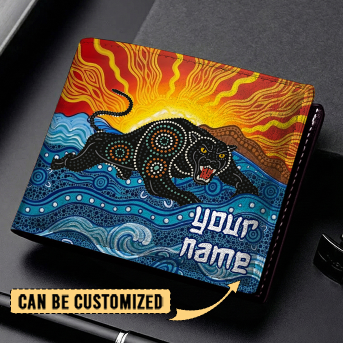 Auspiritmerch Penrith Panthers Personalized Leather Wallet Gift For Fans
