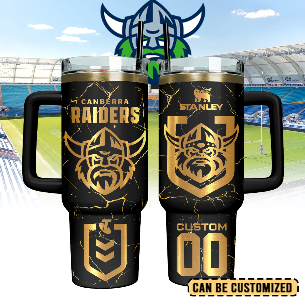 Auspiritmerch Canberra Raiders Custom Stanley Quencher 40oz Stainless Steel Tumbler With Handle