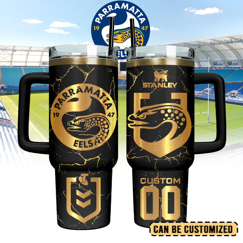 Auspiritmerch Parramatta Eels Custom Stanley Quencher 40oz Stainless Steel Tumbler With Handle
