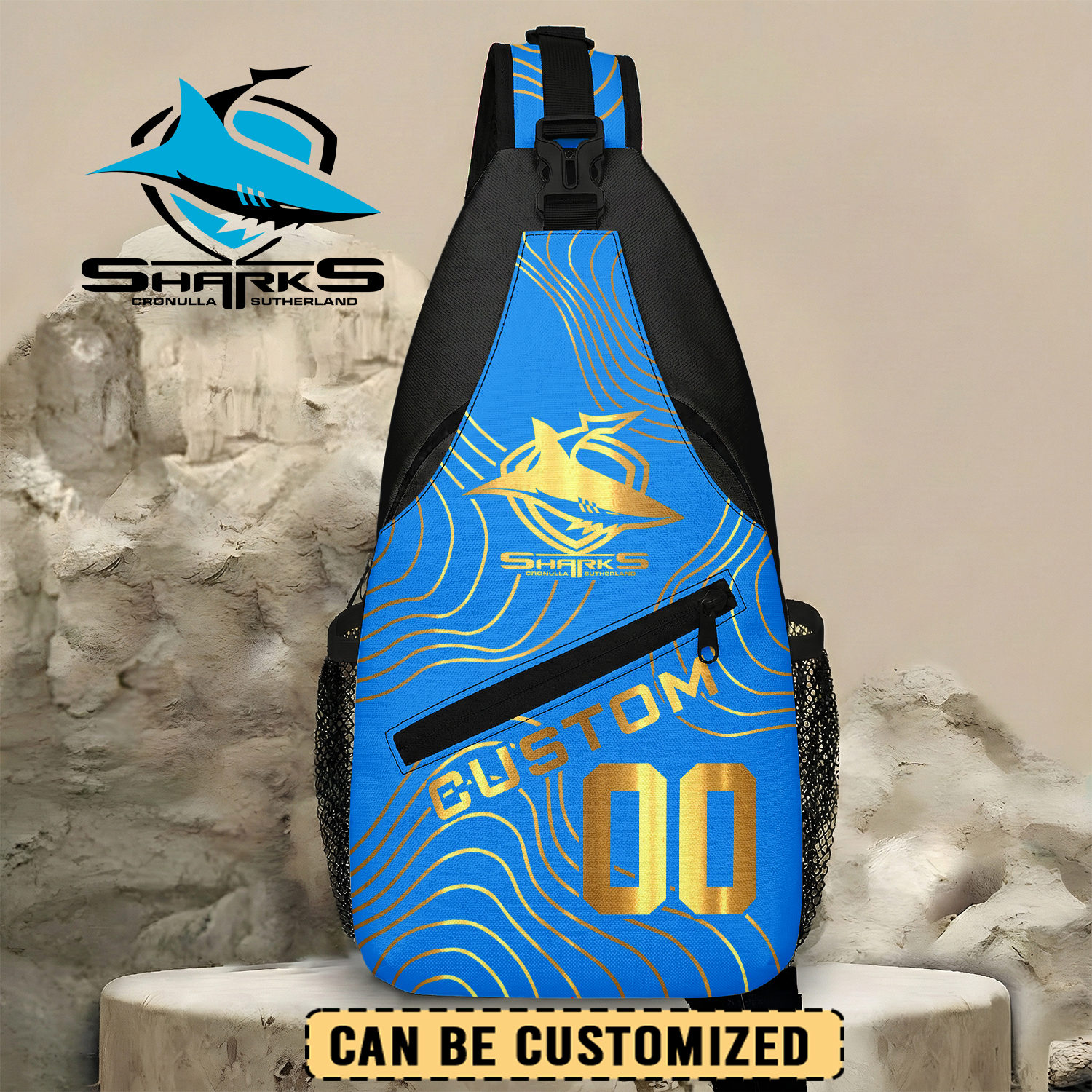 Auspiritmerch Cronulla-Sutherland Sharks Personalized Sling Bags Gift For Fans
