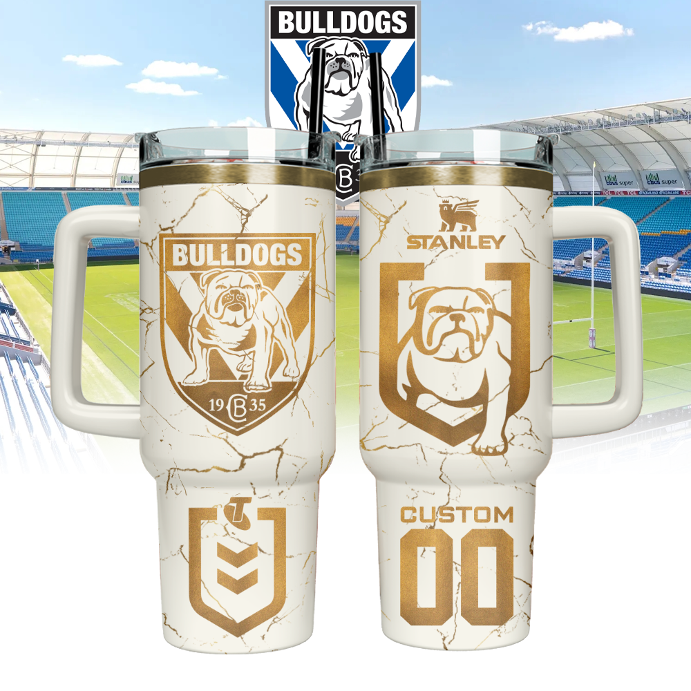 Auspiritmerch Canterbury-Bankstown Bulldogs Custom Stanley Quencher 40oz Stainless Steel Tumbler With Handle - Style2