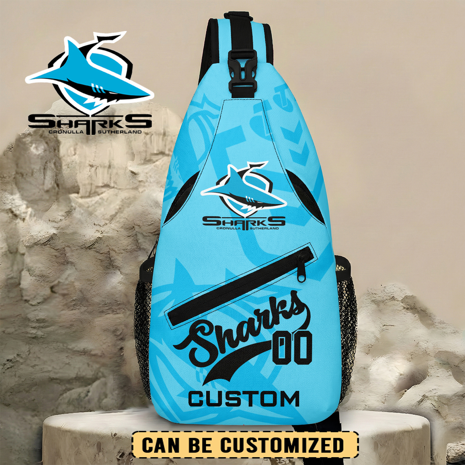 Auspiritmerch Cronulla-Sutherland Sharks Personalized Sling Bags Gift For Fans