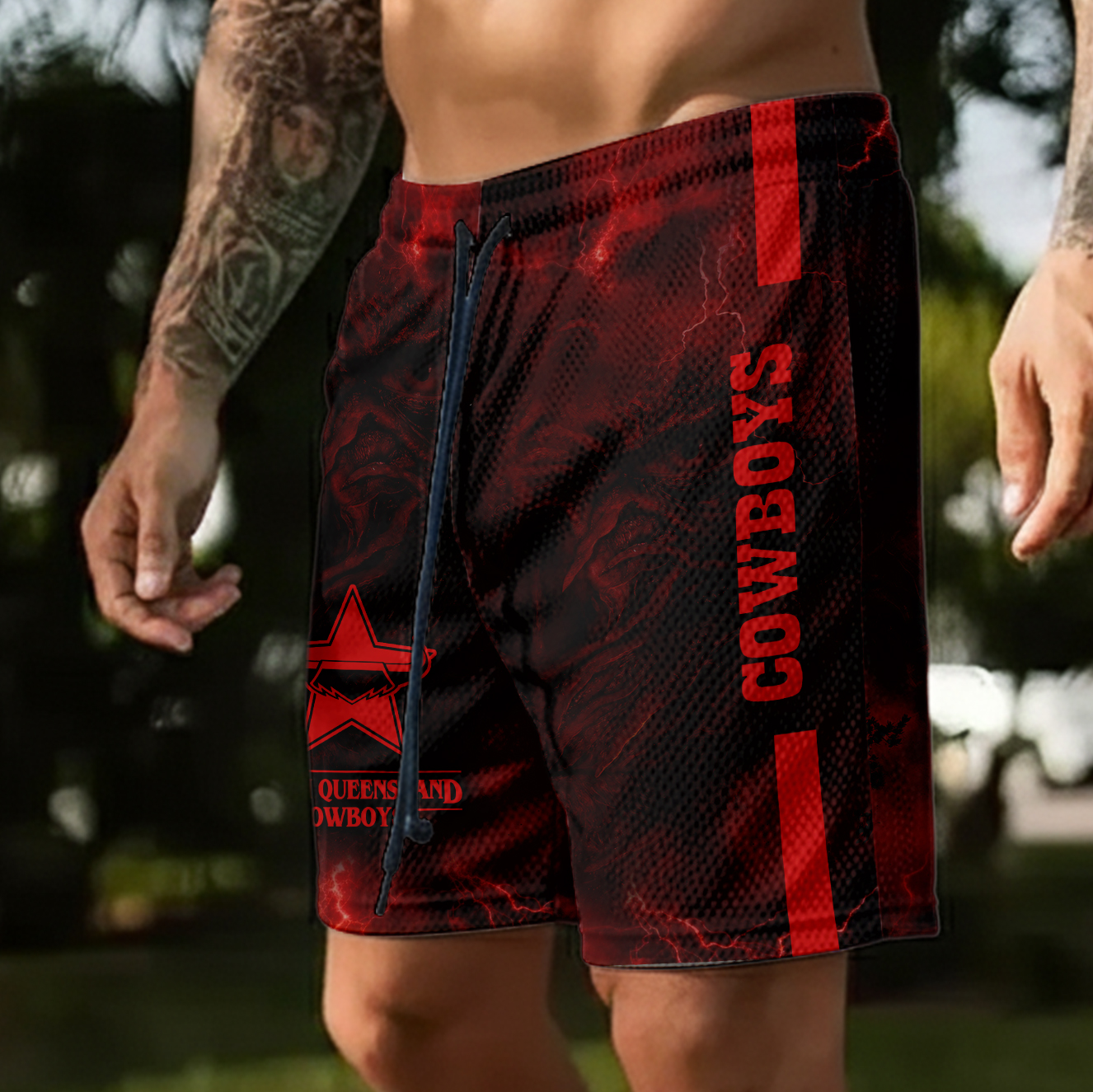 Auspiritmerch North Queensland Cowboys x Stranger Things Personalized Short Pants Gift For Fans