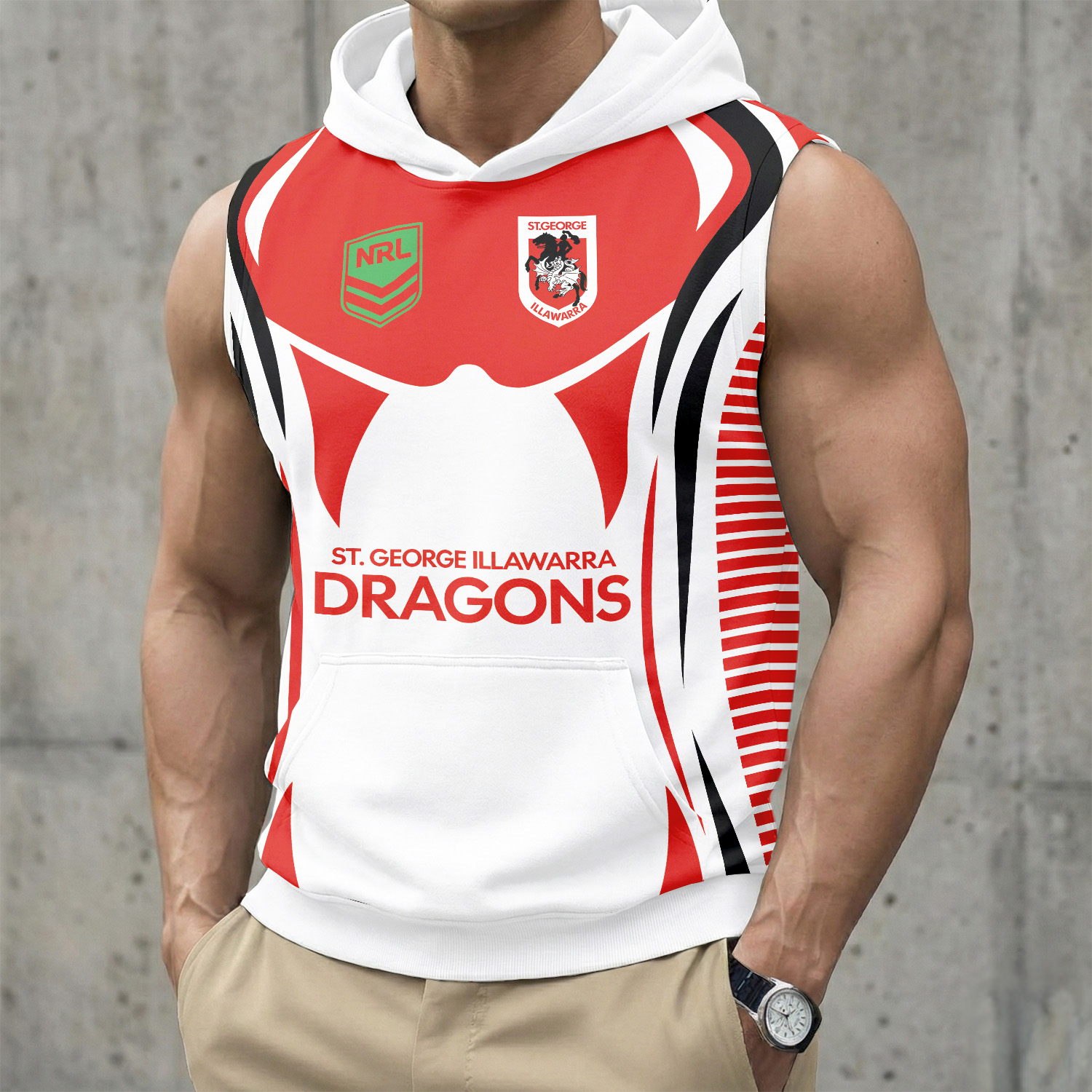Auspiritmerch St. George Illawarra Dragons Personalized Hooded Tank Top Gift For Fans