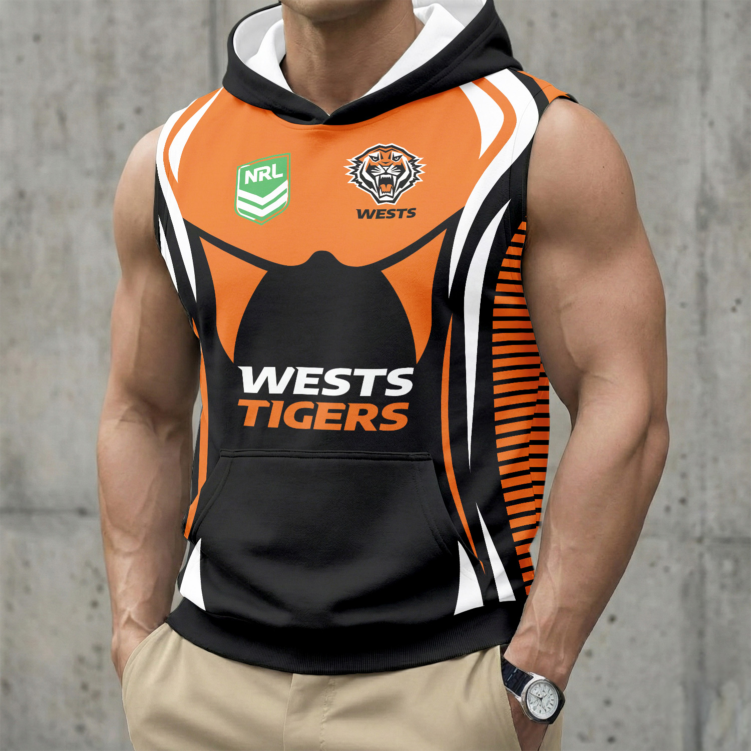 Auspiritmerch Wests Tigers Personalized Hooded Tank Top Gift For Fans
