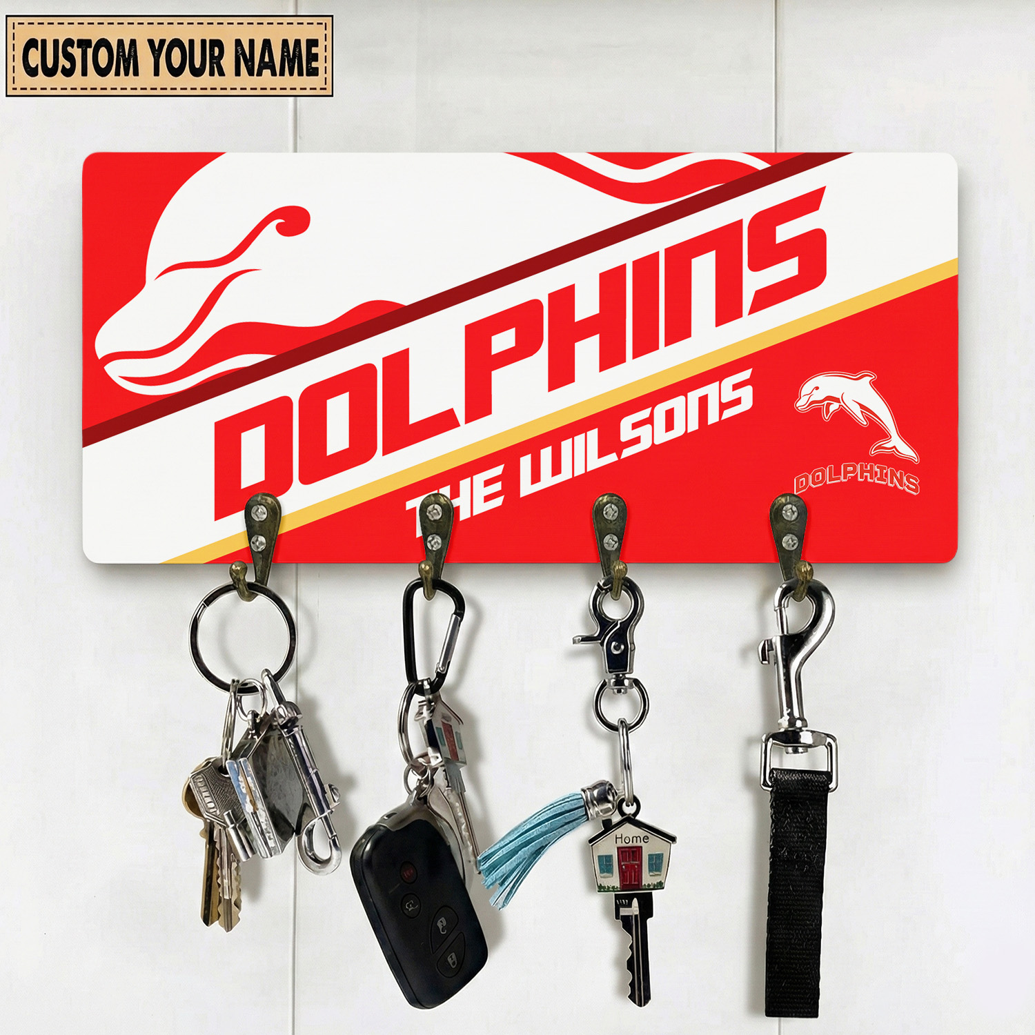 Auspiritmerch Dolphins Personalized Key Holder Gifts For Fans