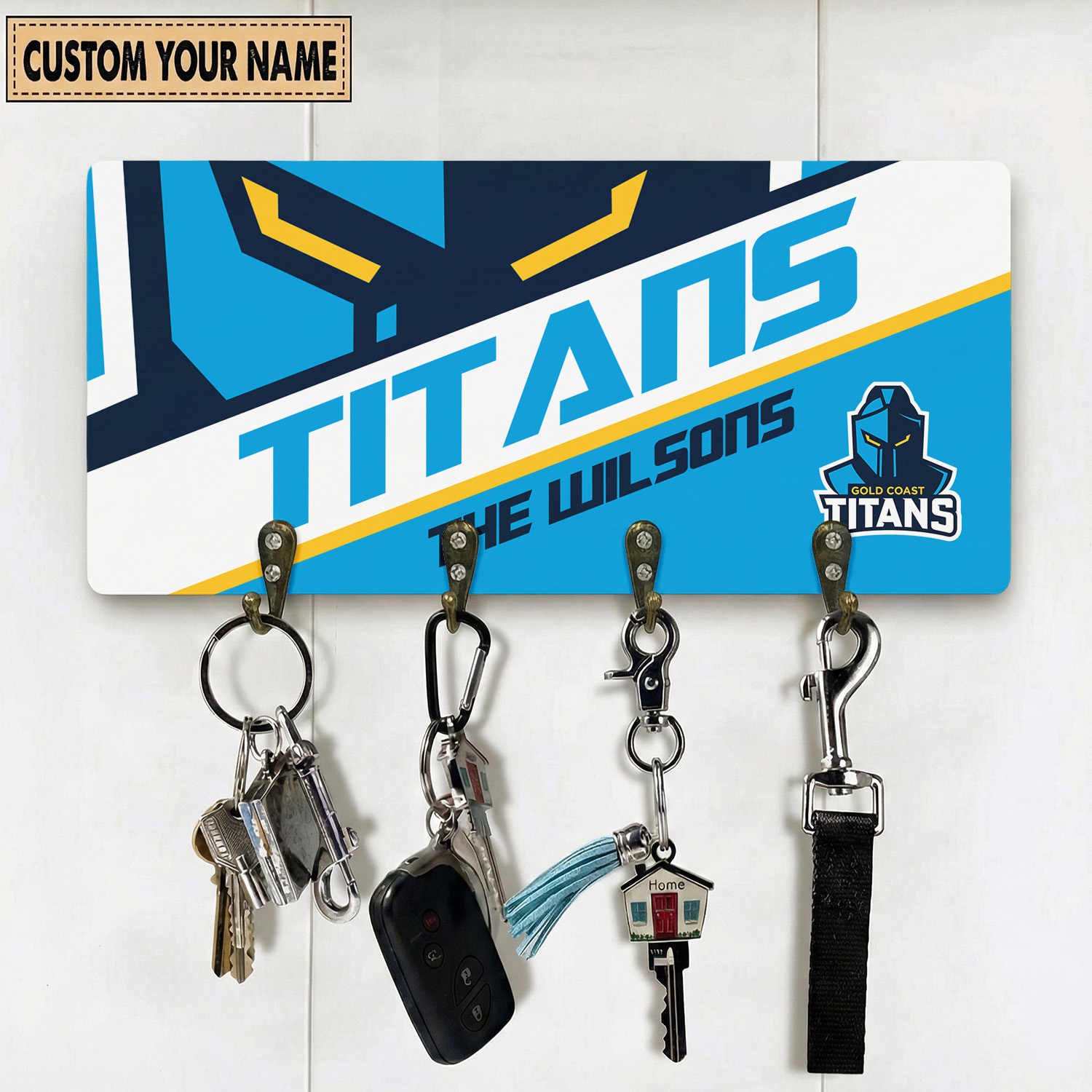 Auspiritmerch Gold Coast Titans Personalized Key Holder Gifts For Fans