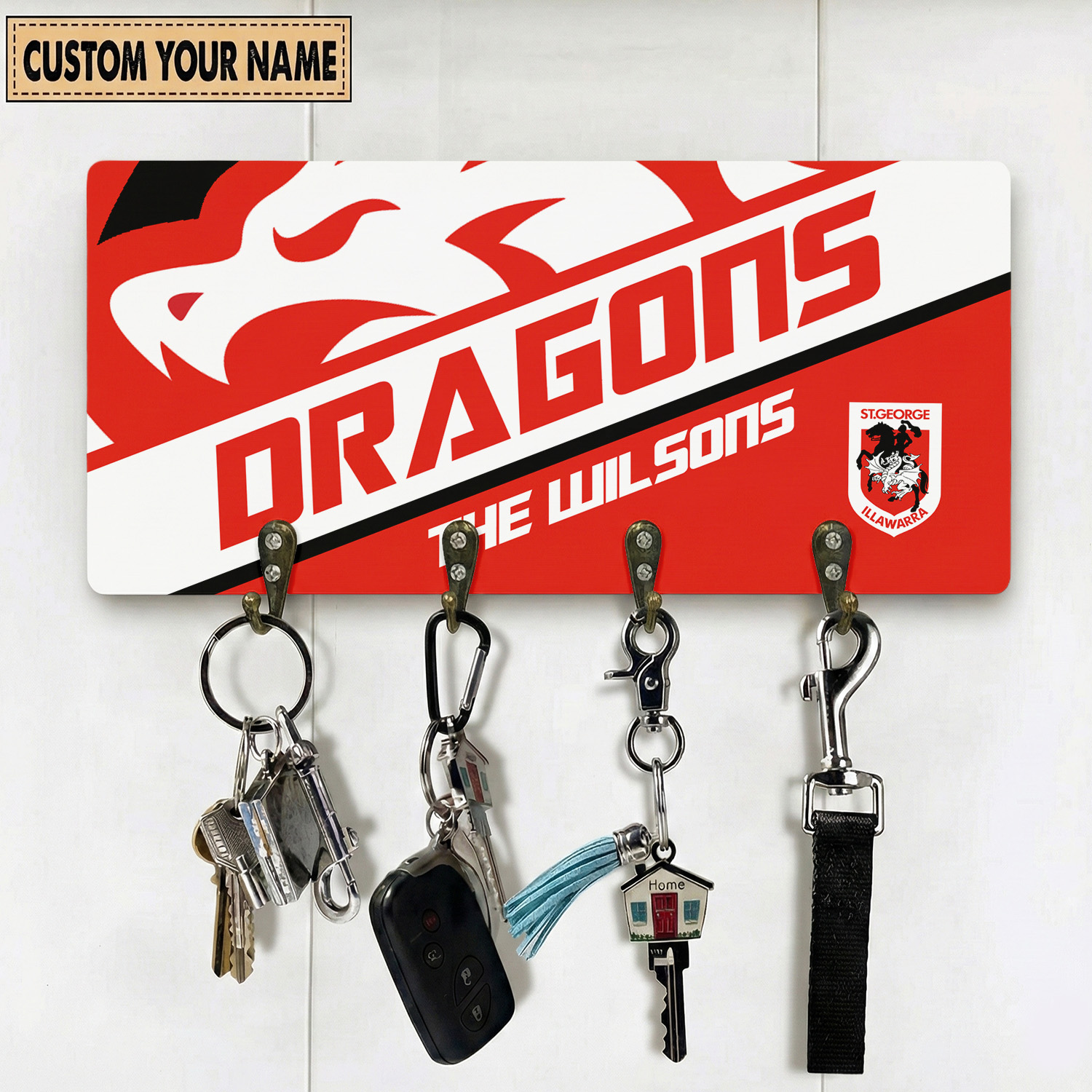 Auspiritmerch St. George Illawarra Dragons Personalized Key Holder Gifts For Fans