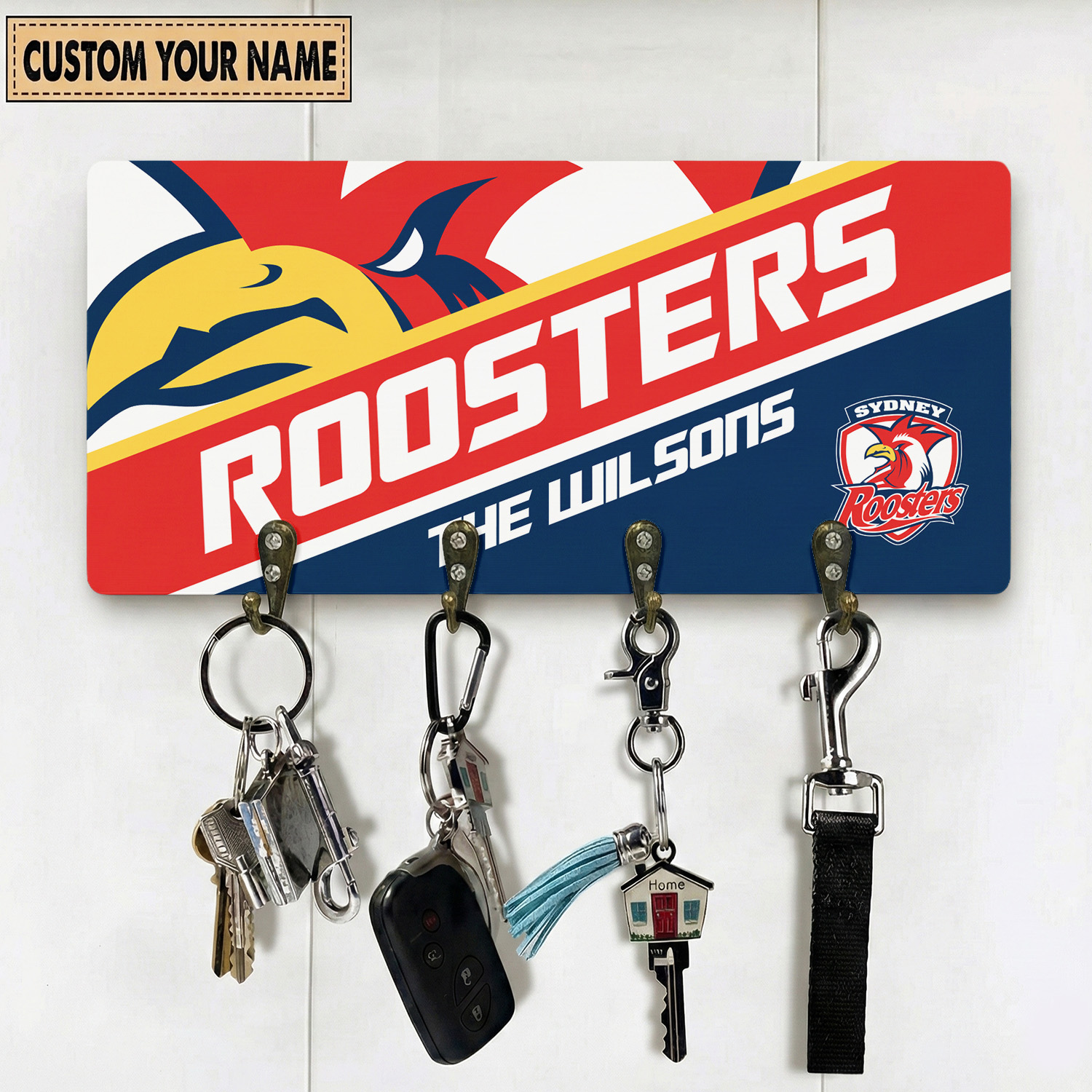 Auspiritmerch Sydney Roosters Personalized Key Holder Gifts For Fans