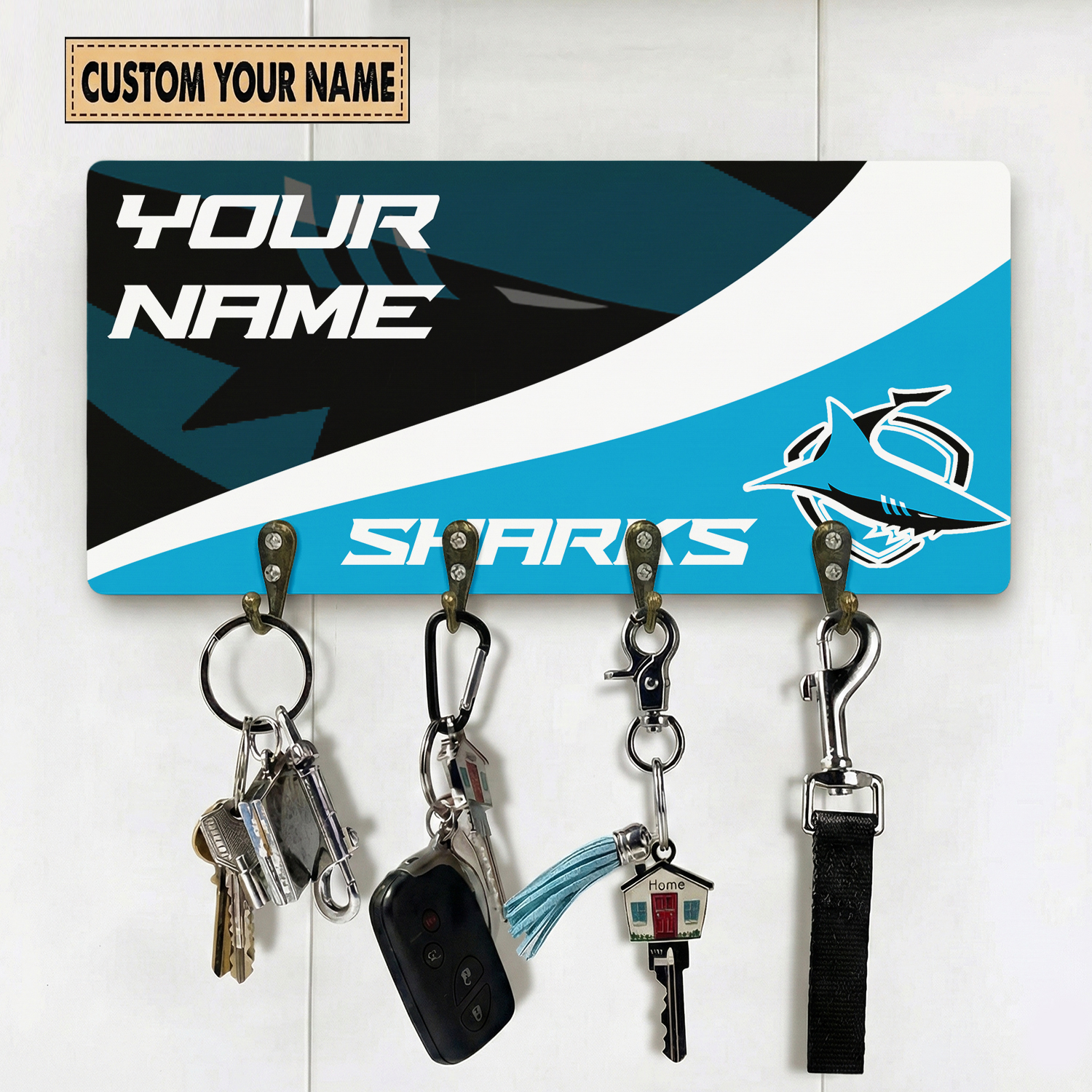 Auspiritmerch Cronulla-Sutherland Sharks Personalized Key Holder Gifts For Fans