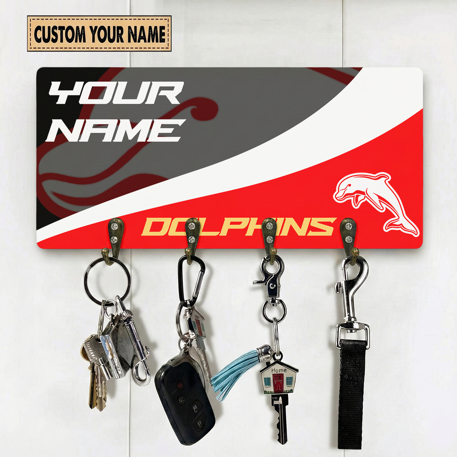Auspiritmerch Dolphins Personalized Key Holder Gifts For Fans