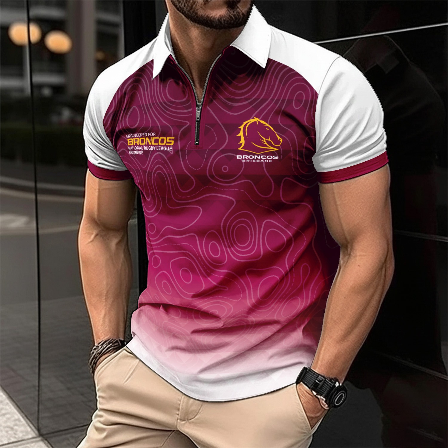 Auspiritmerch Brisbane Broncos Personalized Zip Polo Shirt Gift For Fans
